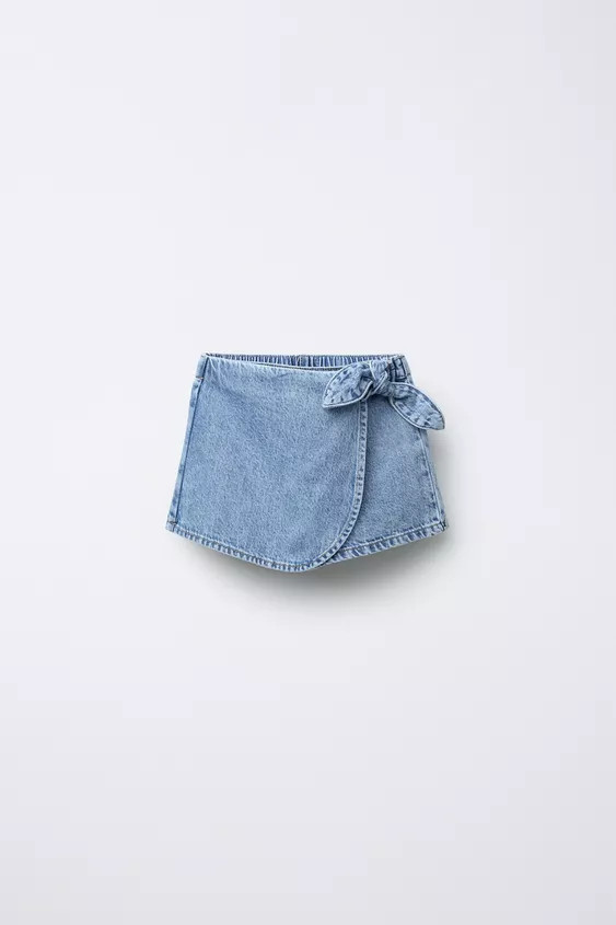 HIGH WAIST DENIM TIE SKORT | Zara US