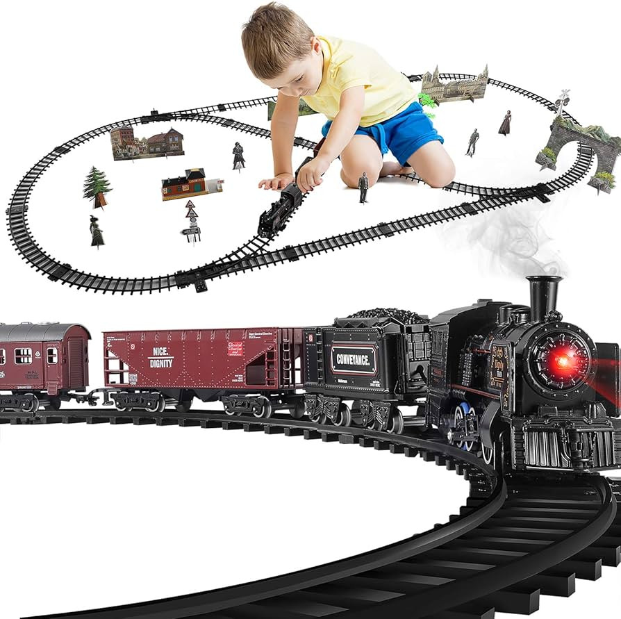 Metal Alloy Model Train Set, Electric Train Toy for Boys Girls, with Realistic Train Sound，Ligh... | Amazon (US)