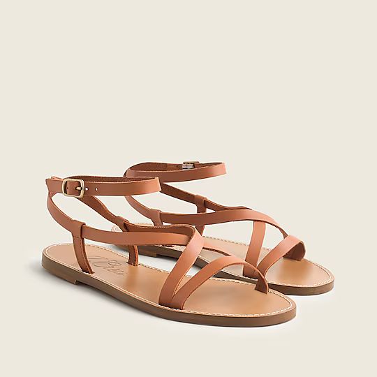 Flat strappy sandals in vachetta leather | J.Crew US