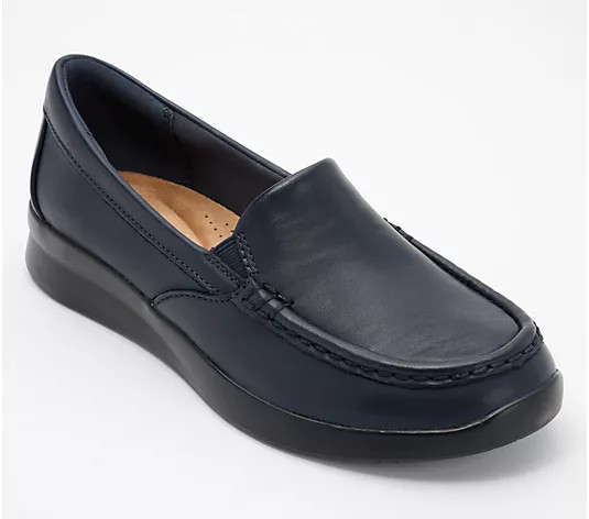 Clarks Collection Leather/Textile Slip-Ons - Ellowyn Lux - QVC.com | QVC