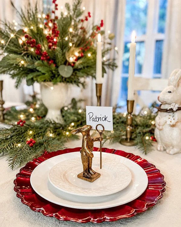 Vintage Distressed Gold Bunny Place Card Holders with Staff - Decor Steals | Decor Steals