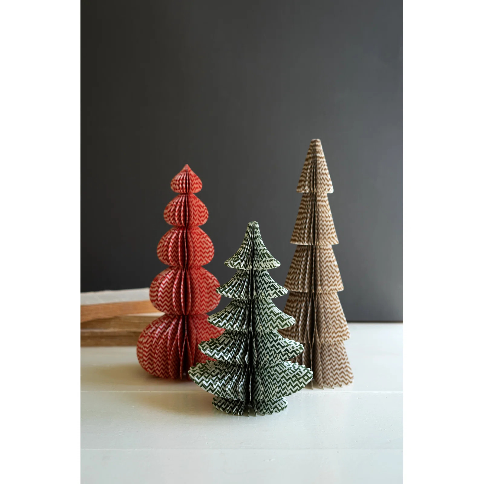 The Holiday Aisle® SET OF THREE PRINTED  PAPER ACCORDIAN CHRISTMAS TREES | Wayfair | Wayfair North America