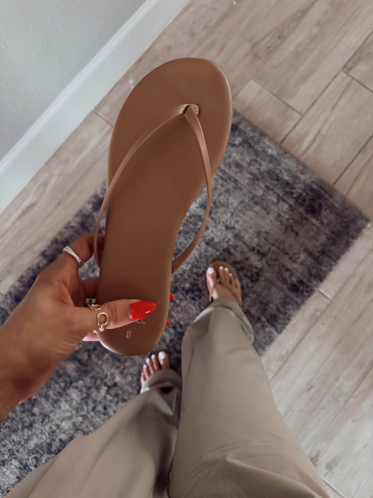 The comfiest flip flops under $10! I wear these all the time! 

Walmart has the cutest spring shoes right now! 