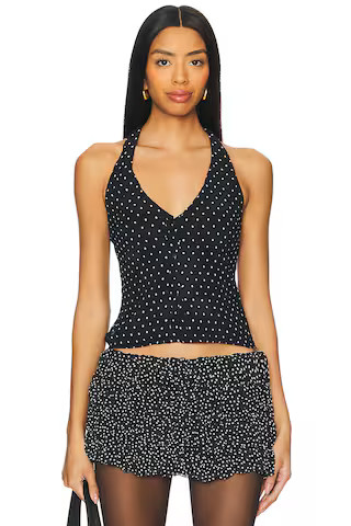 LIONESS Brat Halter Top in Onyx Polka from Revolve.com | Revolve Clothing (Global)