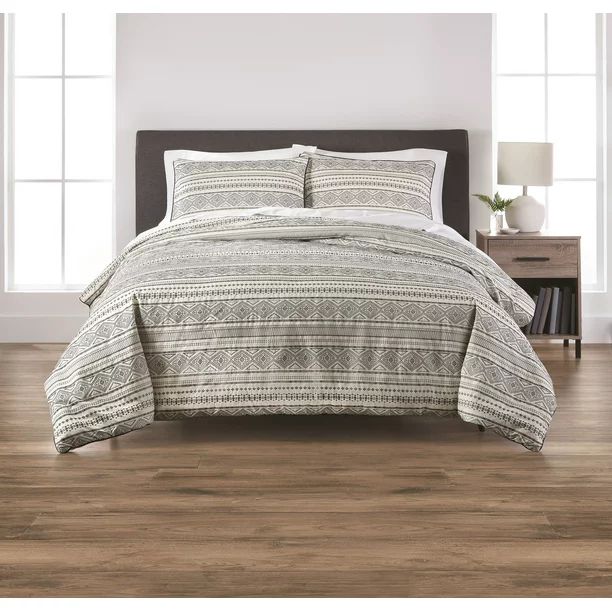 Better Homes & Gardens Gray 3-Piece King Textured Stripe Comforter Set | Walmart (US)