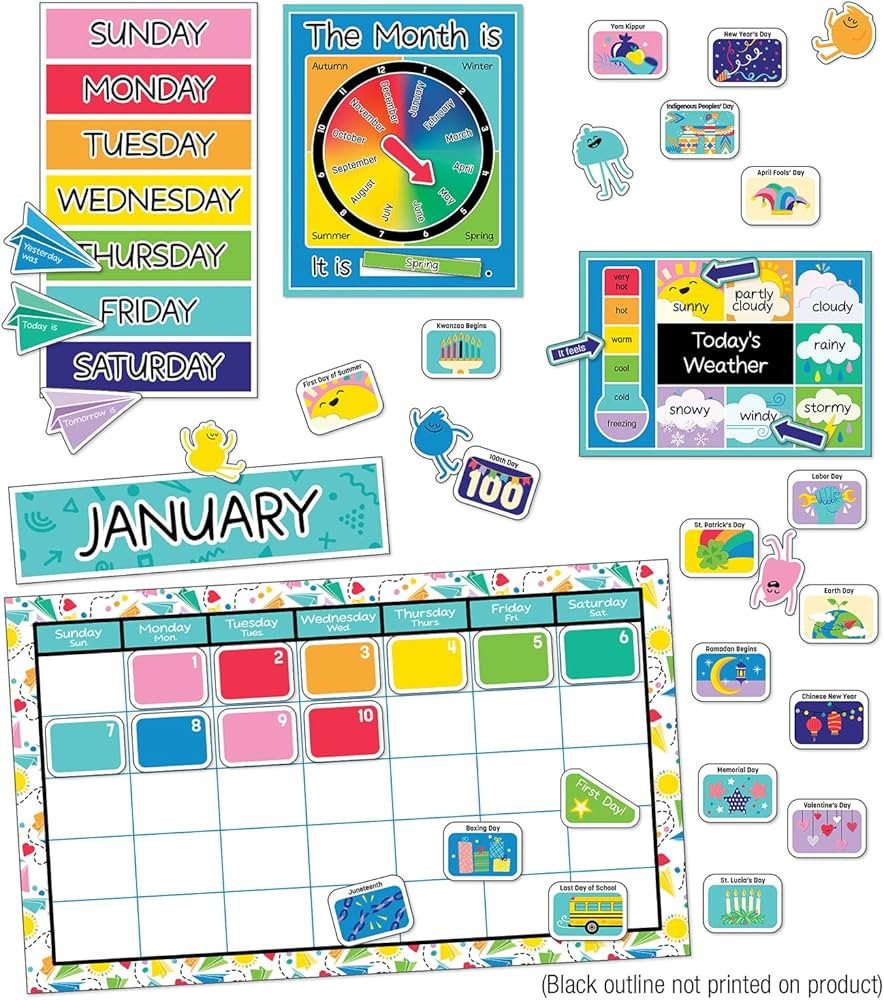 Carson Dellosa Happy Place 139-Piece Calendar Bulletin Board Set for Clasroom, Colorful Classroom... | Amazon (US)