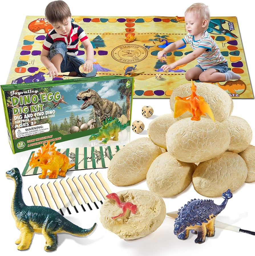 Dinosaur Eggs Dig Kit Toys - 12 Dino Fossil Eggs Excavation Kit w Play Mat for Kids Easter Party ... | Amazon (US)