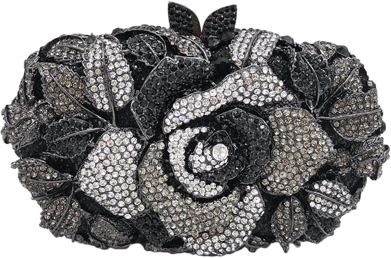 Rose Flower Crystal Purses Sparkly Rhinestone Evening Clutch for Women Wedding Party Cocktail Han... | Amazon (US)
