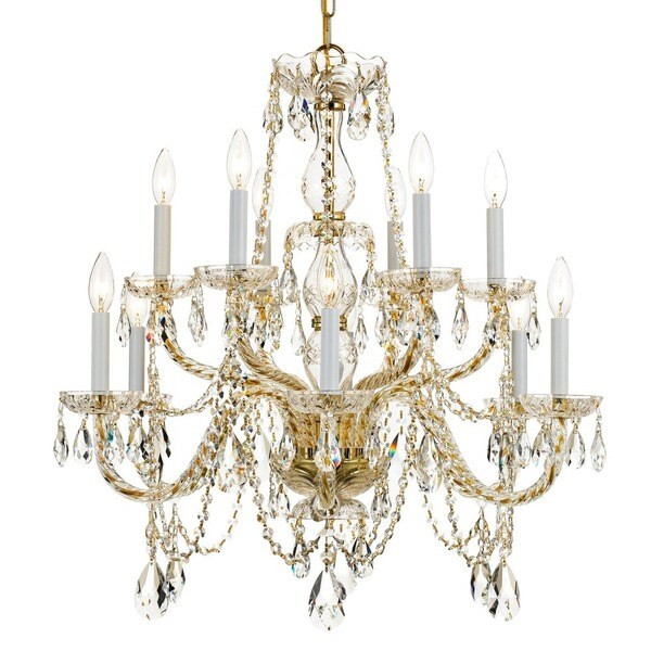 Crystorama Traditional Crystal Collection 12-light Polished Brass/Crystal Chandelier - Gold | Bed Bath & Beyond