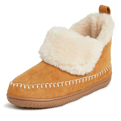 Dearfoams Women's Alpine Moritz Outdoor Arch Support House Shoe Bootie Slipper, Whiskey, 9-10 | Amazon (US)
