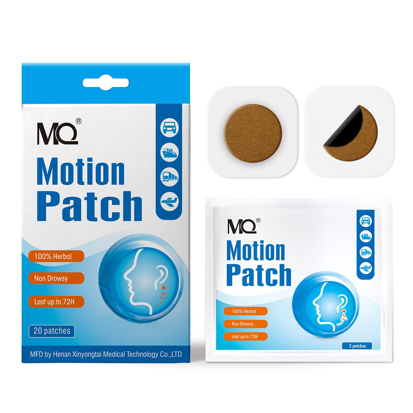 MQ Motion Sickness Patch,20 Count,Non Drowsy Sea Sickness Patches Behind Ear for Cruise Ship Trav... | Amazon (US)
