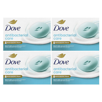 Dove, Antibacterial Care Beauty Bar Soap, 4 Bars, 3.75 oz (106 g) Each | iHerb