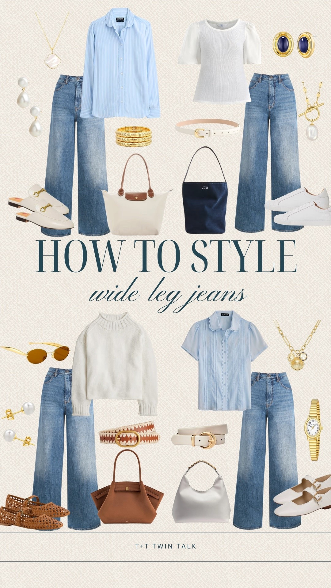 How to style wide leg jeans! We featured a pair of jeans from Walmart that are under $40! So many ways to wear wide leg jeans like pairing them with sweaters, short sleeve tops, and button downs. 

#LTKMidsize #LTKOver40 #LTKSeasonal