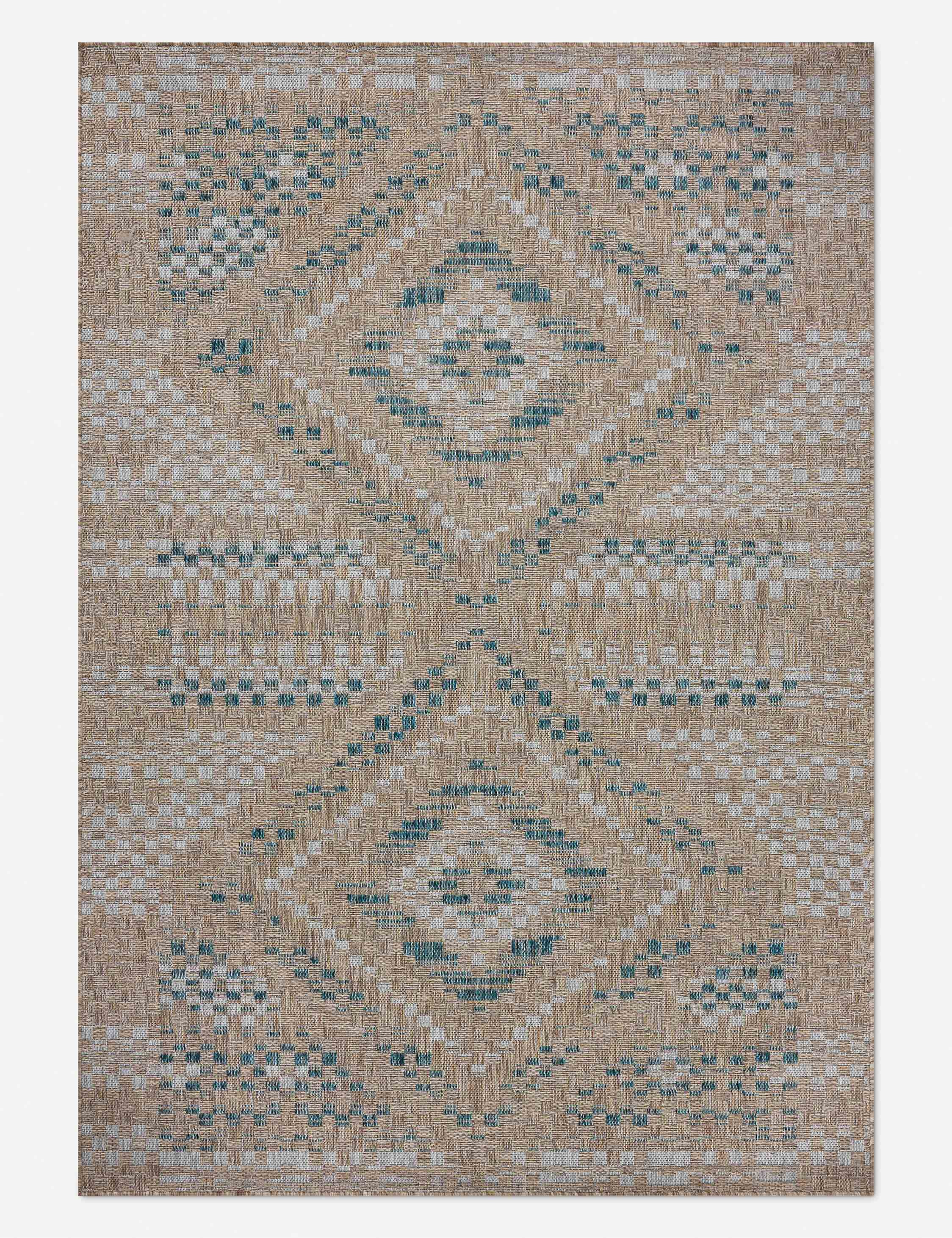 Topanga I Indoor / Outdoor Rug by Amber Lewis x Loloi, Natural and Aqua, 9'2" x 12' | Lulu and Georgia 