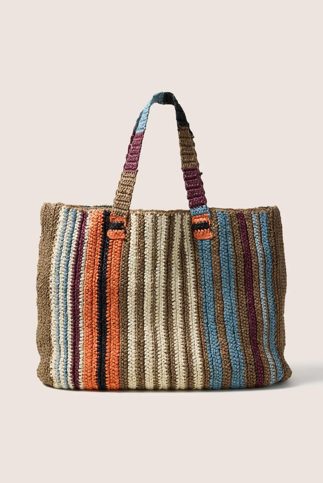 FAHERTY Women's Woven Striped Tote Bag, Brown | Evereve