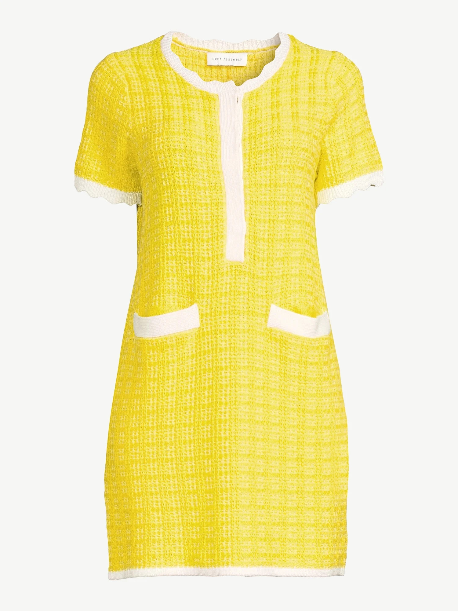 Free Assembly Women's Mini Sweater Dress with Scalloped Trim - Walmart.com | Walmart (US)