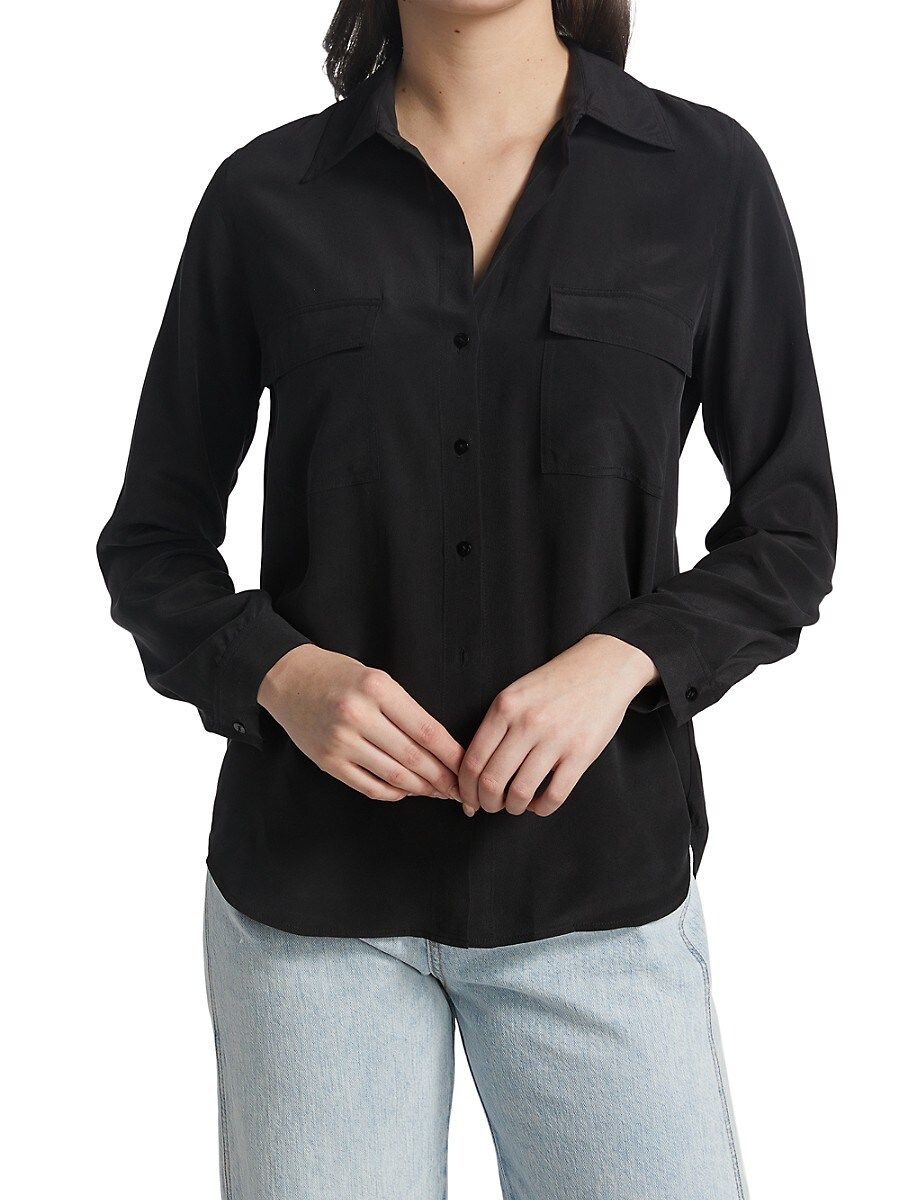 L'AGENCE Women's Margaret Silk Shirt - Black - Size XXS | Saks Fifth Avenue OFF 5TH