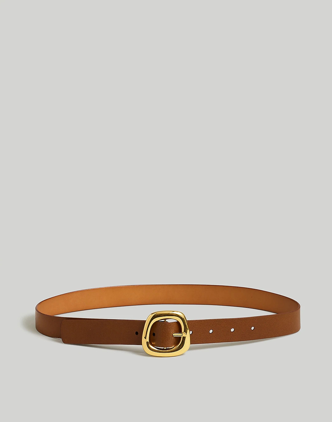 Puffed-Buckle Leather Belt | Madewell