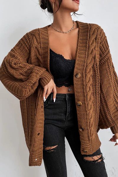 Desert Sunset Cable Knit Buttoned Cardigan | Cupshe US