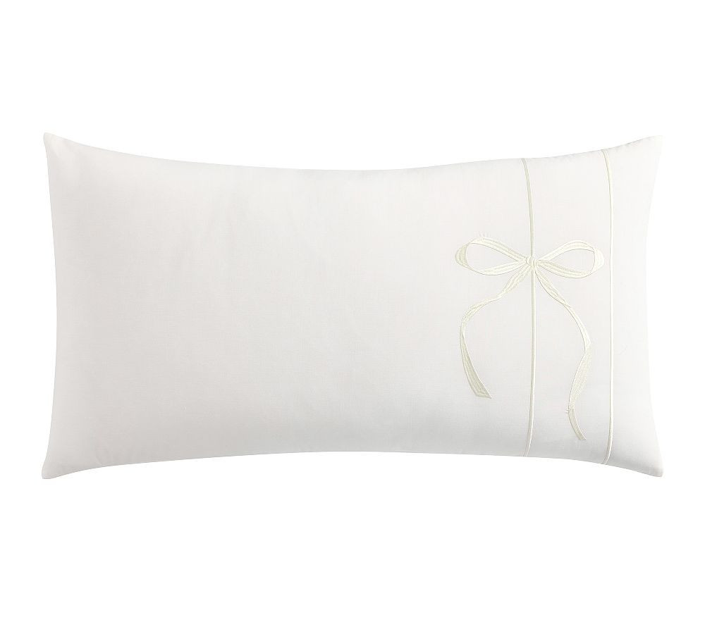 Open Box: Monique Lhuillier Nell Embriodered Bow Sham, King, Set of 2 - White/White | Pottery Barn (US)