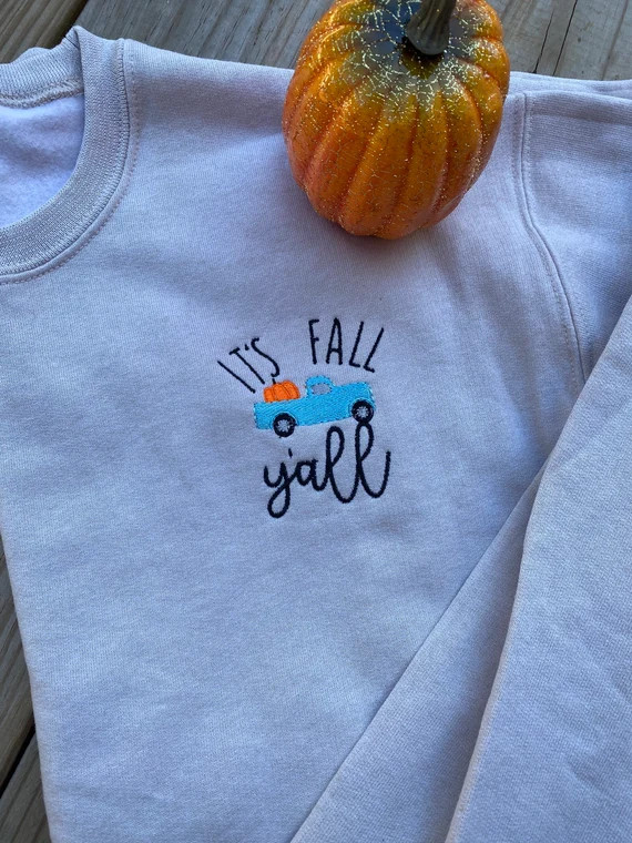 Its Fall Yall Pumpkin Truck Sweatshirt/ Embroidered Fall | Etsy | Etsy (US)