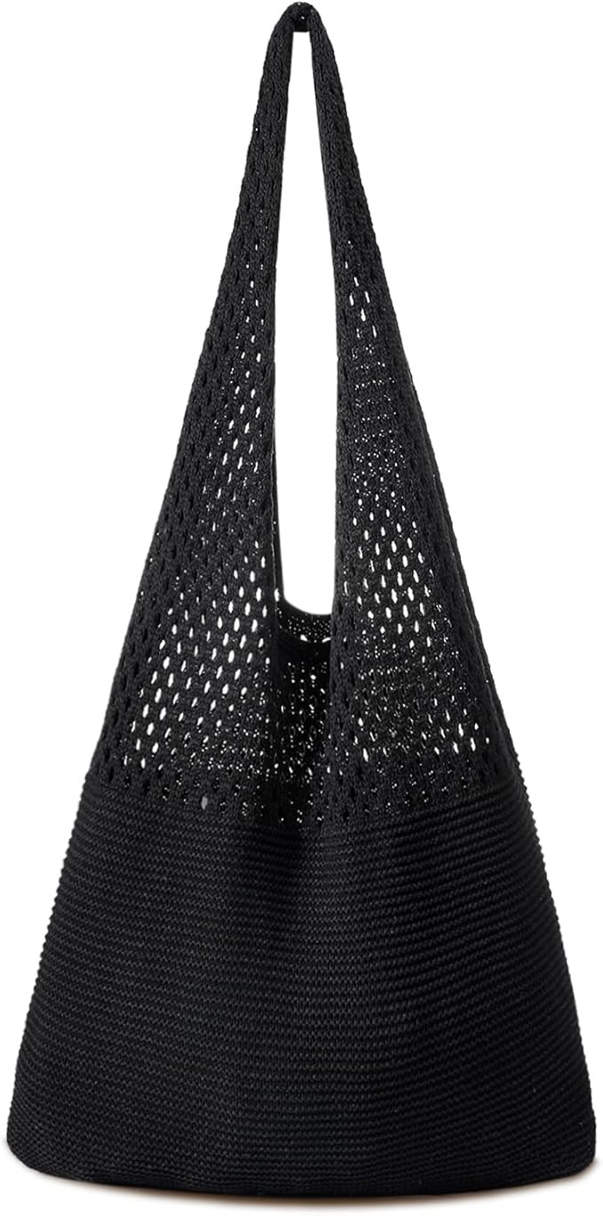 Pleneal Crochet Tote Bag, Mesh Beach Bag, Knitted Shoulder Beach Bags for Women Vacation Aestheti... | Amazon (US)