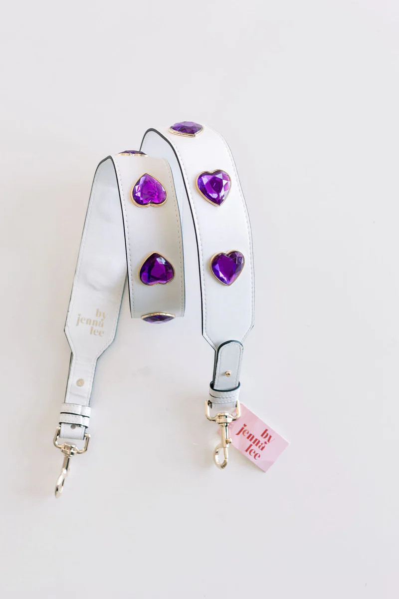 BuddyLove x Jenna Lee | Crystal Heart Purse Strap | White/Purple | BuddyLove
