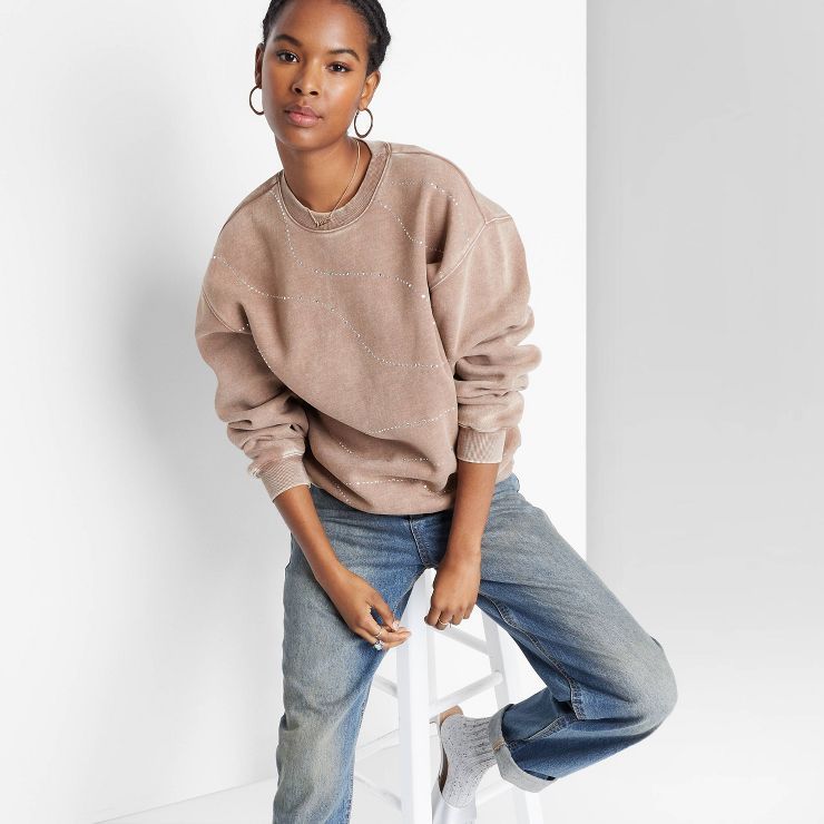 Women's Oversized Dad Sweatshirt - Wild Fable™ Brown | Target