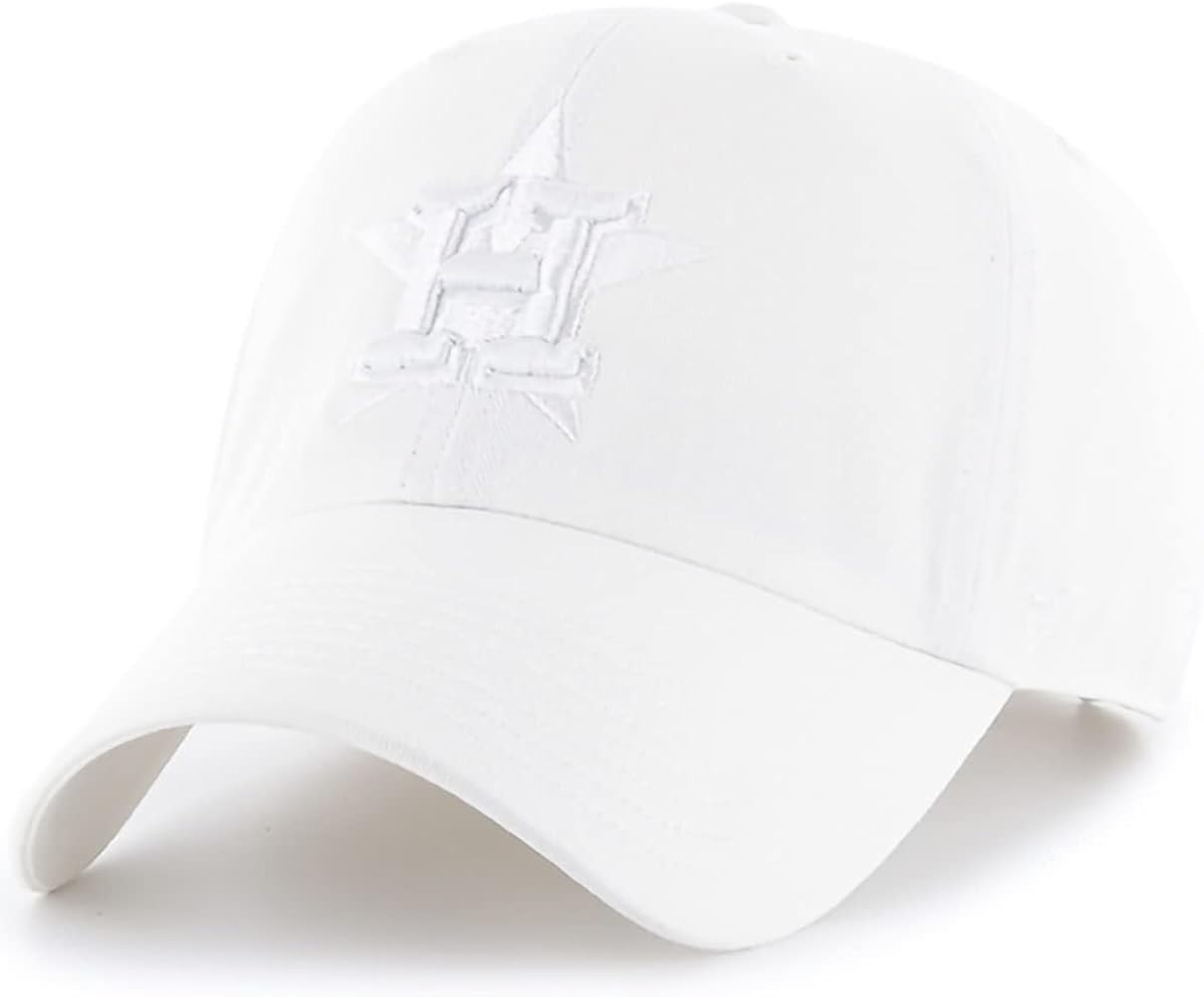 47 Brand MLB White White Primary Logo Clean Up Adjustable Baseball Cap Hat, Adult One Size Fits A... | Amazon (US)
