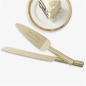 Classic Gold Engraved Cake Knife & Server Set | Things Remembered