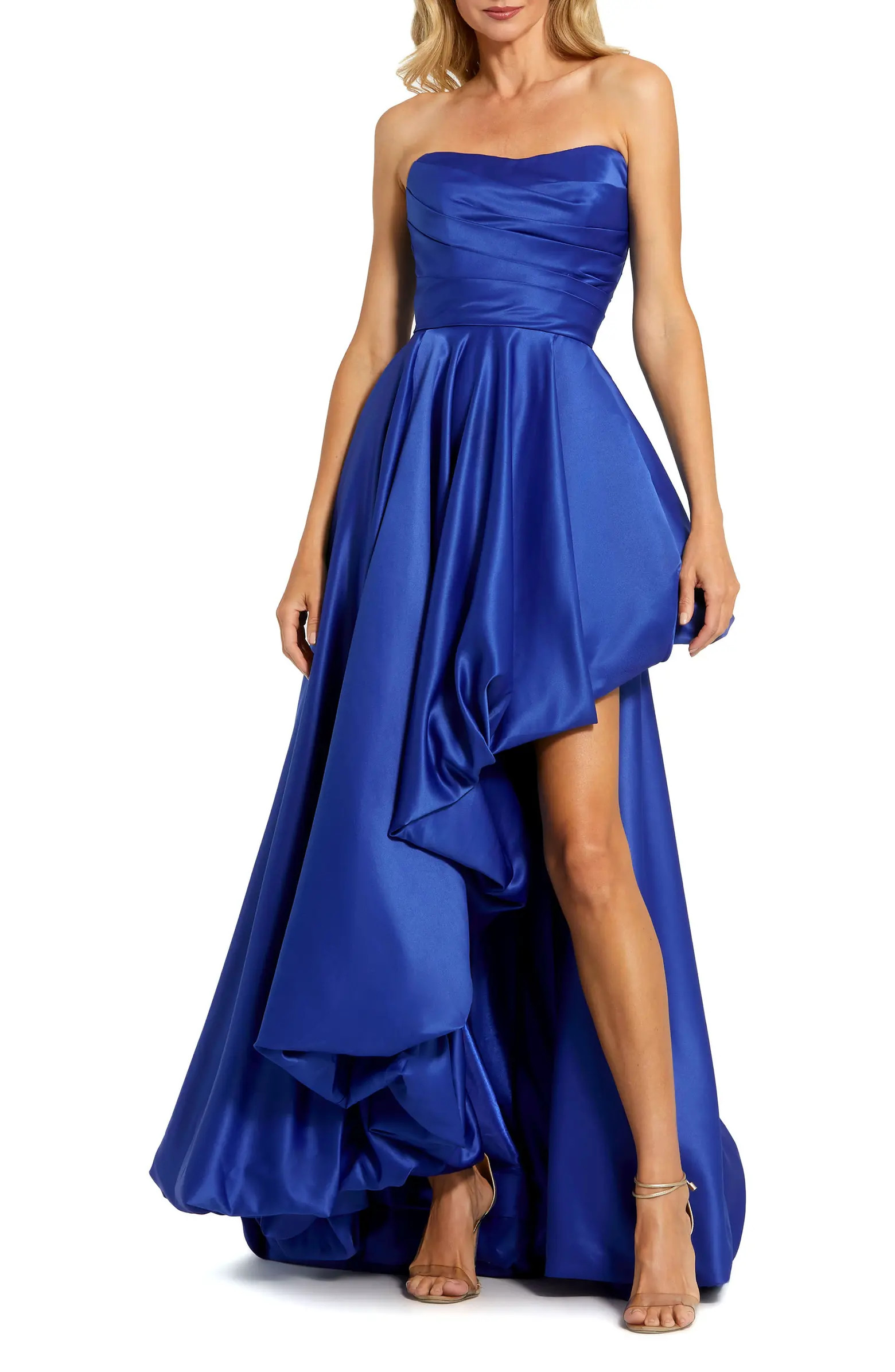 Asymmetrical High Low Strapless Ruched Gown | Nordstrom