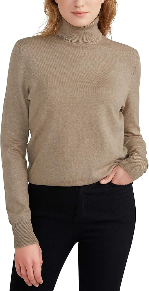 Woolen Bloom Women's Casual Long Sleeve Turtleneck Sweater Lightweight Knit Pullover Jumper Tops ... | Amazon (US)