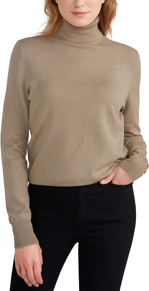 Woolen Bloom Women's Casual Long Sleeve Turtleneck Sweater Lightweight Knit Pullover Jumper Tops ... | Amazon (US)
