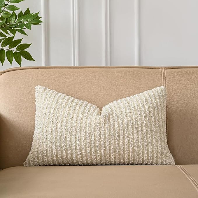 Sanmetex Lumbar Pillow Covers 12x20 Inches, Textured Boucle Decorative Rectangle Pillowscase, Str... | Amazon (US)