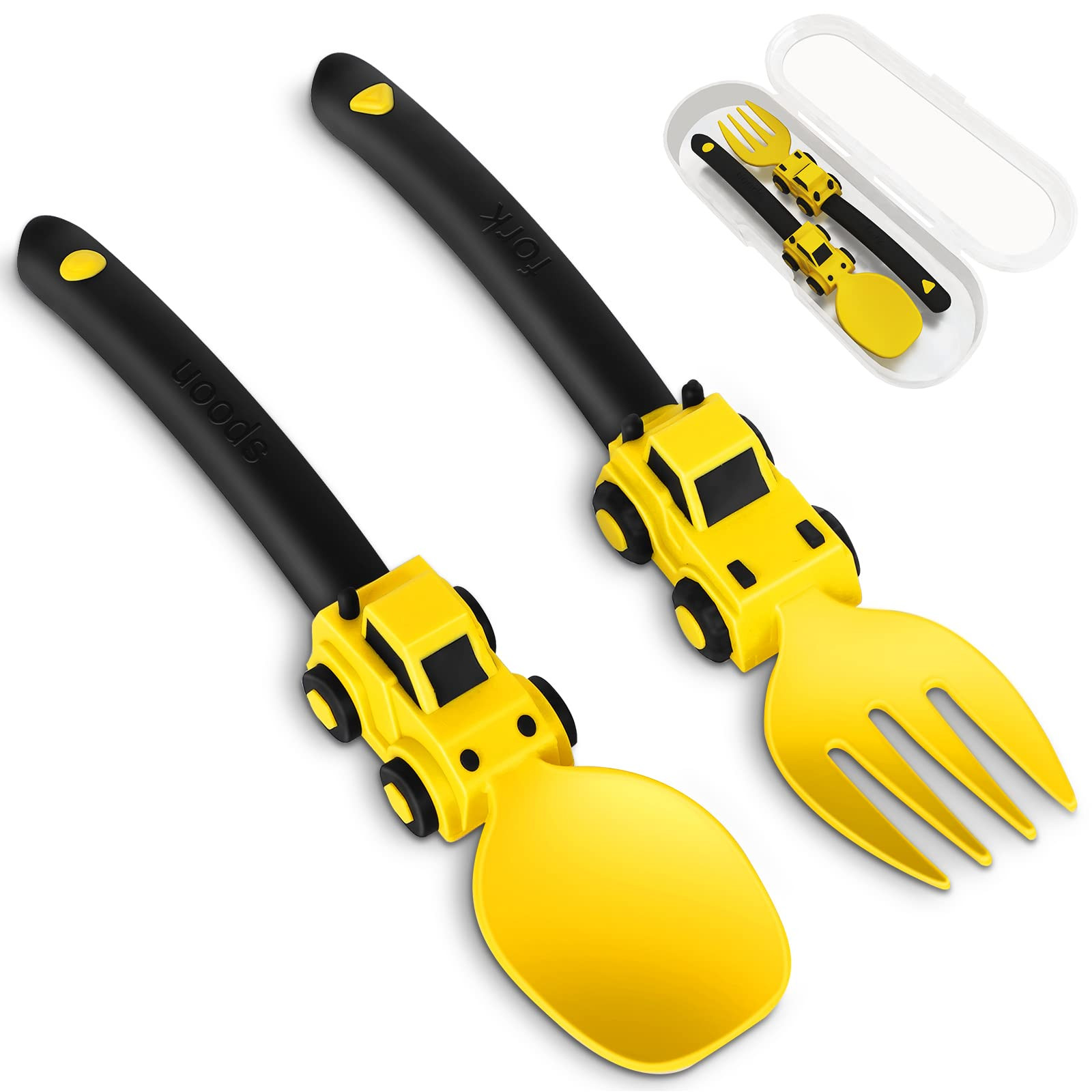 Construction Toddler Utensils - Toddler Forks and Spoons - Kids Construction Truck Utensils - For... | Amazon (US)