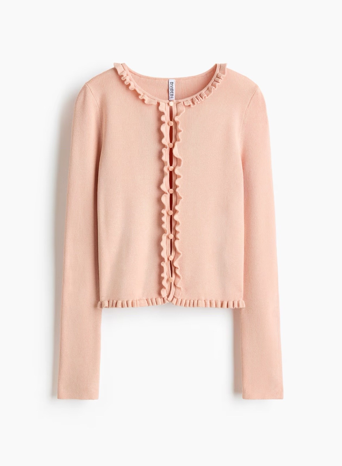 Blush pink ruffle trim cardigan 

#LTKFindsUnder50 #LTKSeasonal