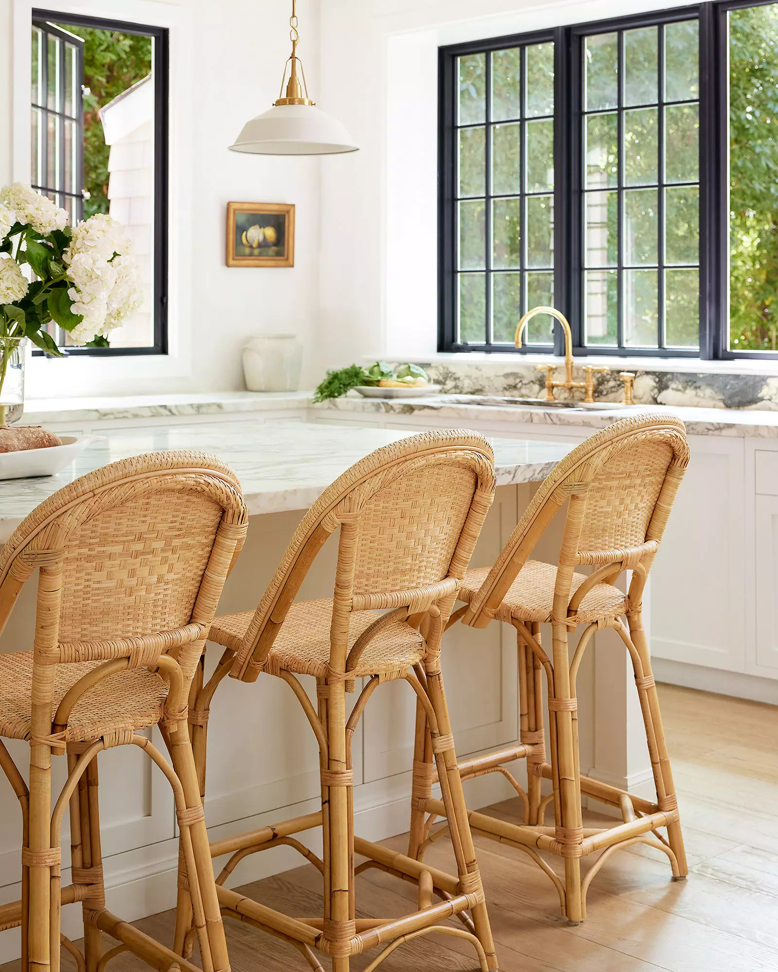 Sunwashed Riviera Rattan Counter Stool | Serena and Lily