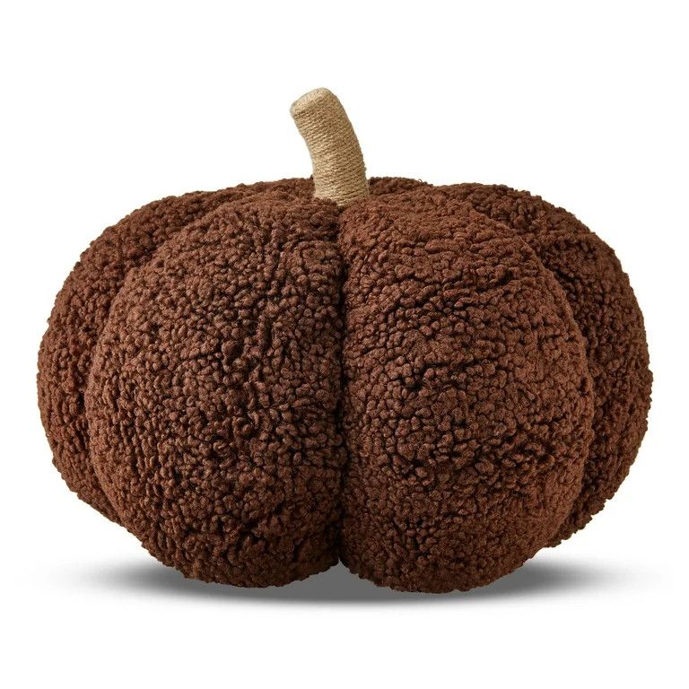 Boucle Pumpkin Pillow, Brown, 10", Fall by Way To Celebrate | Walmart (US)