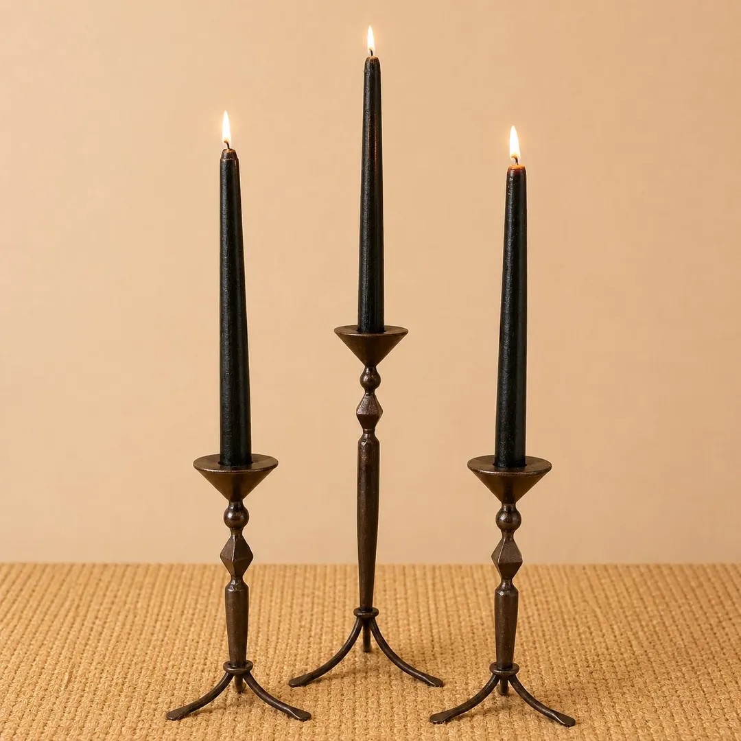 Vintage Brutalist Cast Metal Candle Holders – Set of 3, Rustic Iron Candlesticks - Etsy | Etsy (Global)