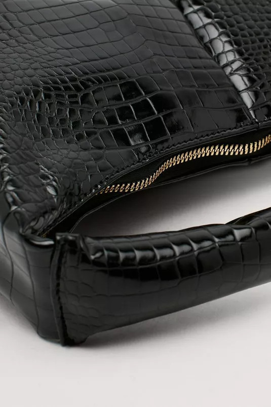 Faux Leather Croc Shoulder Bag | Nasty Gal (US)