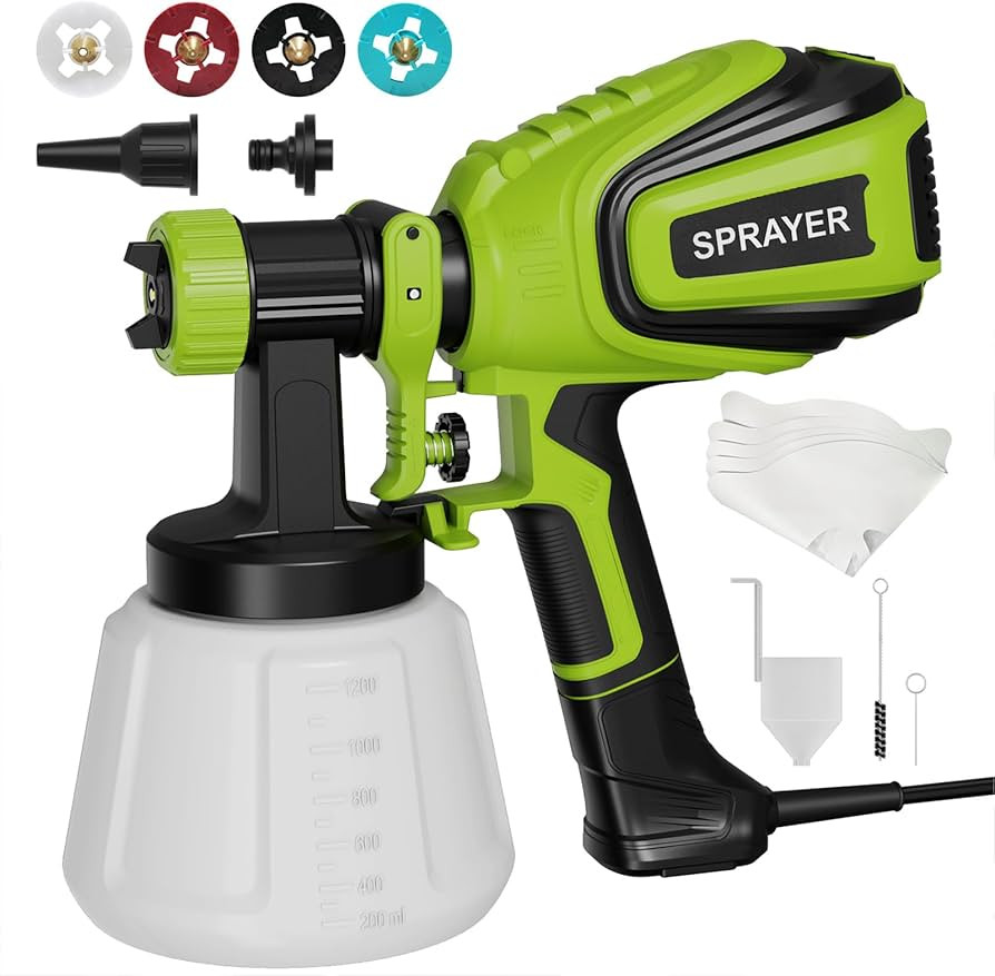 Paint Sprayer 700W, HVLP Electric Spray Paint Gun, with 4 Nozzles and 3 Patterns Cleaning & Blowi... | Amazon (US)
