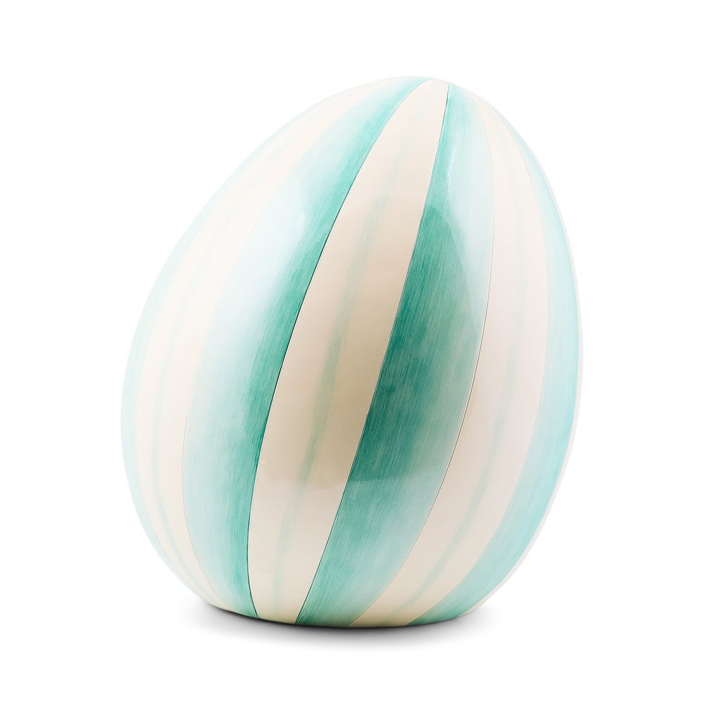 Aqua Stripe Medium Egg | MacKenzie-Childs