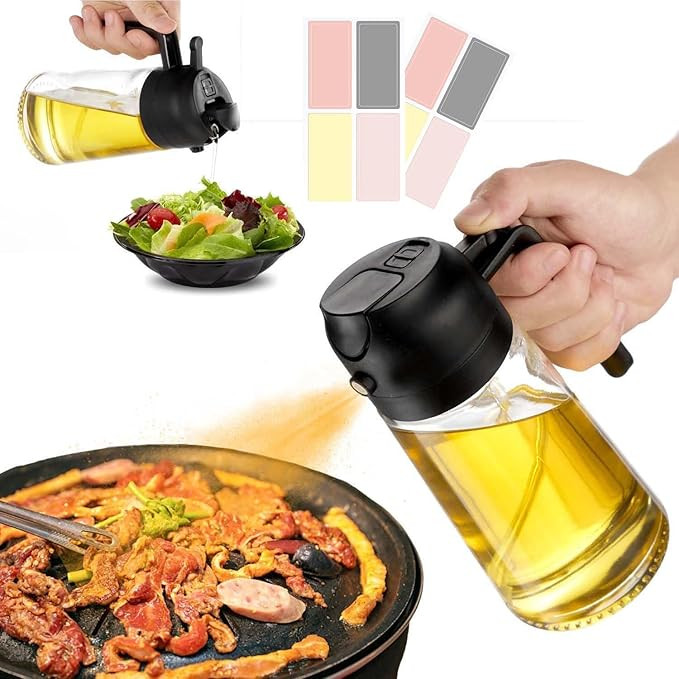 With Stickers 16oz Olive Oil Sprayer for Cooking - 2 in 1 Spray & Pour Olive Oil Dispenser - 470m... | Amazon (US)