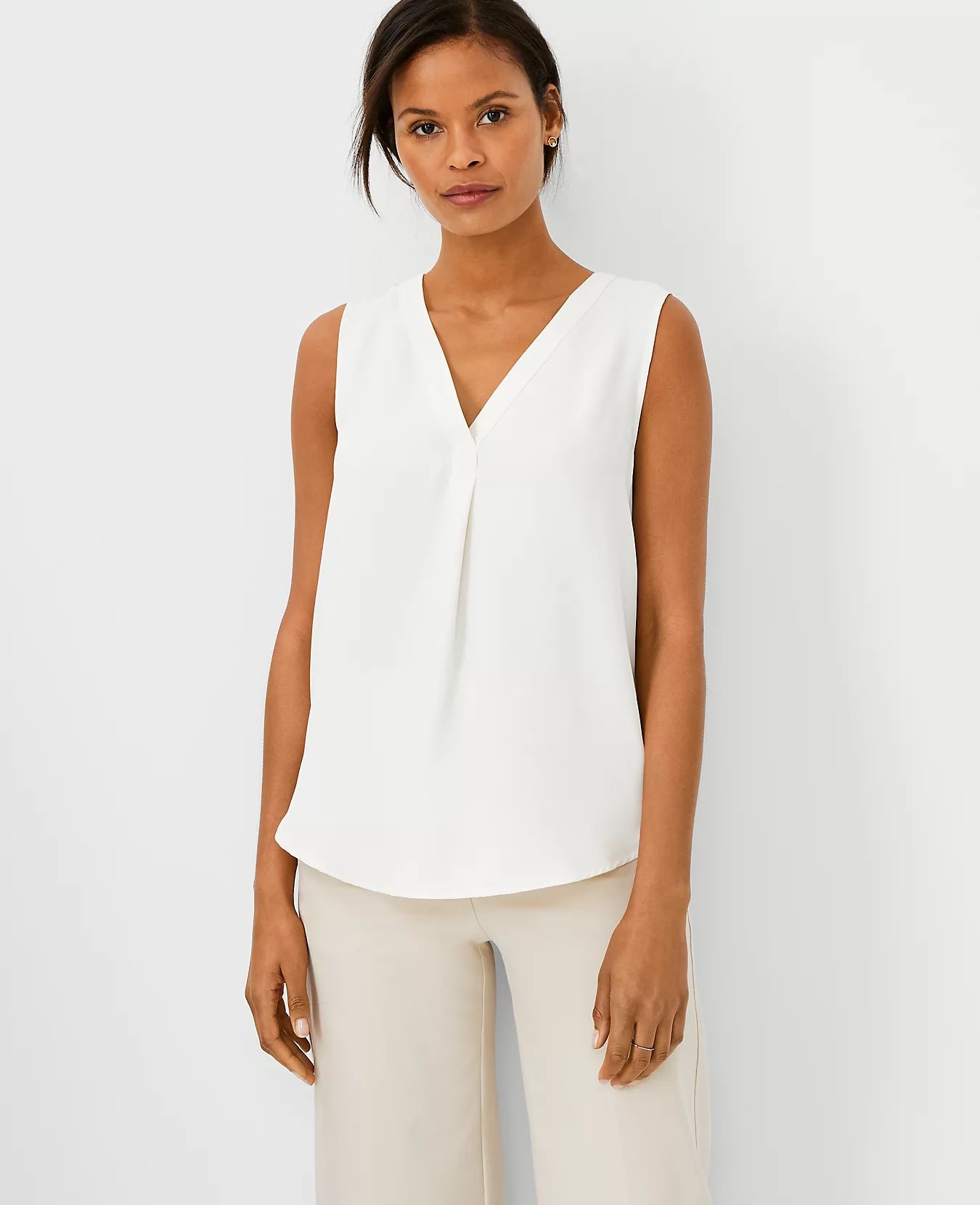 Mixed Media Pleat Front Top | Ann Taylor | Ann Taylor (US)