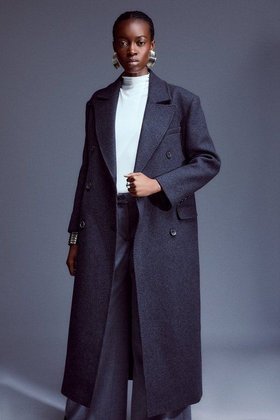 Italian Manteco Wool Blend Double Breasted Coat | Karen Millen UK + IE + DE + NL