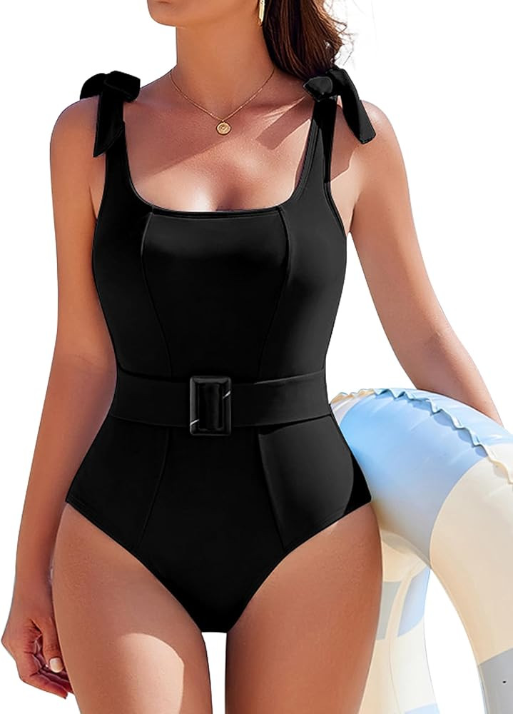 AI'MAGE Women's One Piece Swimsuit 2025 Tummy Control Swimsuits Slimming Bathing Suits Belted Swi... | Amazon (US)