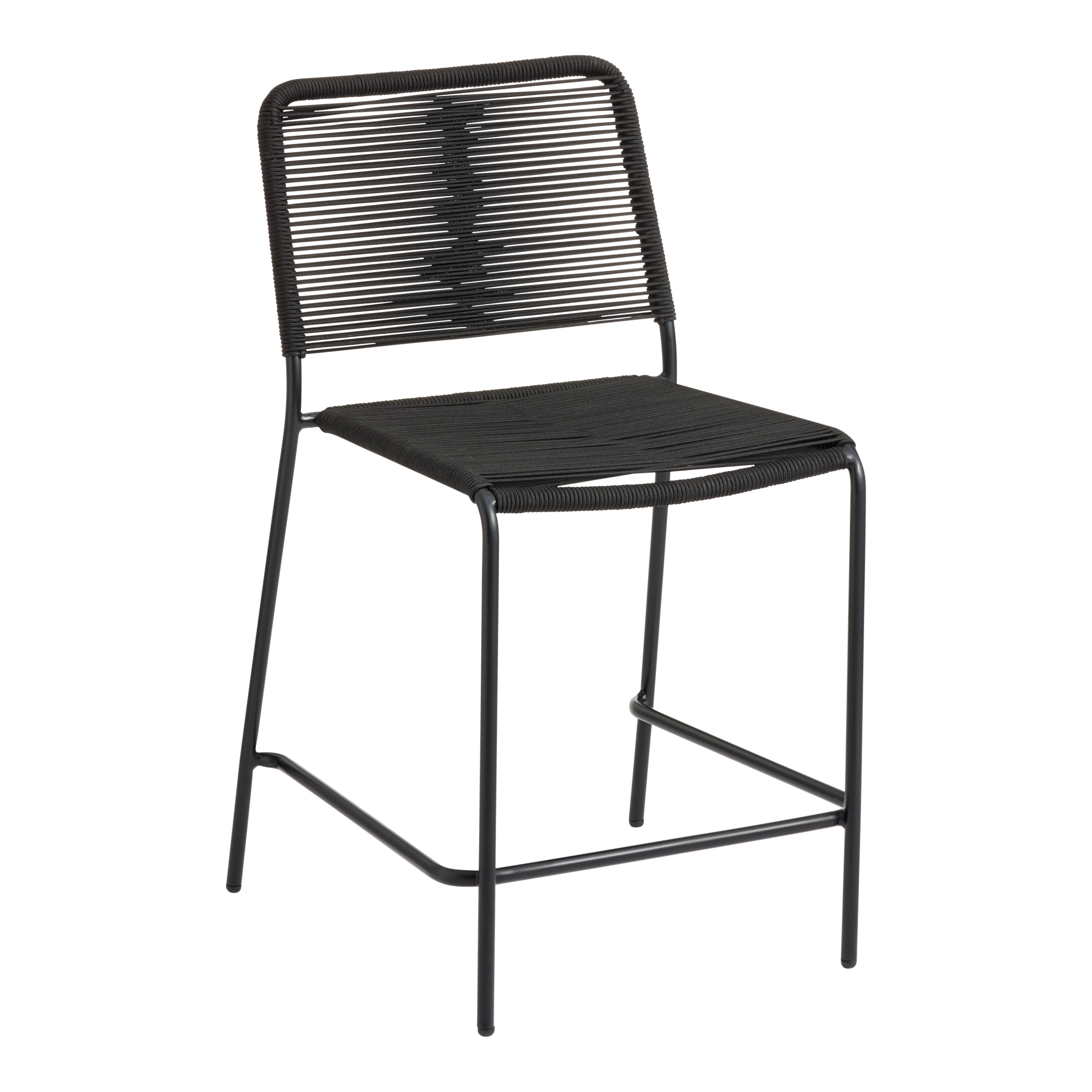 Lanah Nautical Rope and Metal Outdoor Stacking Counter Stool Set of 2 - World Market | World Market