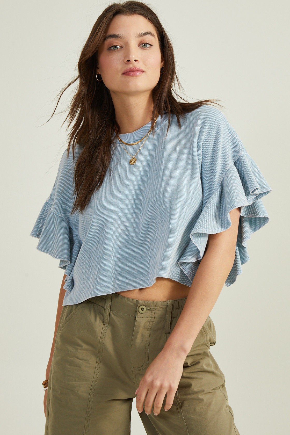 Nessa Flutter Sleeve Top | Altar'd State