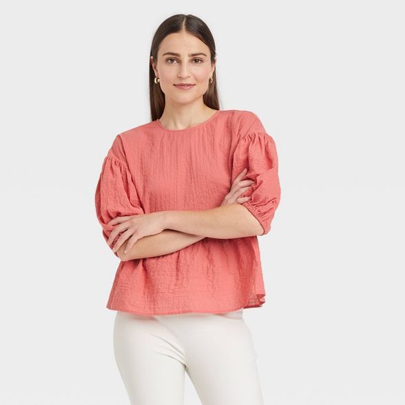 Women's Puff 3/4 Sleeve Top - A New Day™ | Target