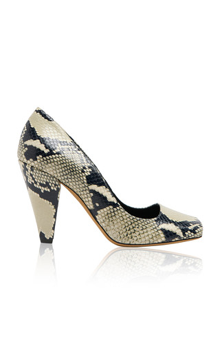 Cedar Peep-Toe Snake-Effect Leather Pumps | Moda Operandi (Global)